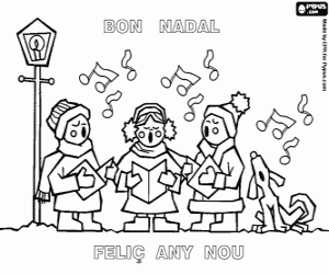 Children Christmas carols,in catalan coloring page