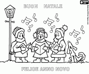 Children,Christmas carols in Italian coloring page
