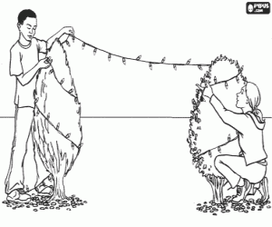 Children and Christmas lights coloring page