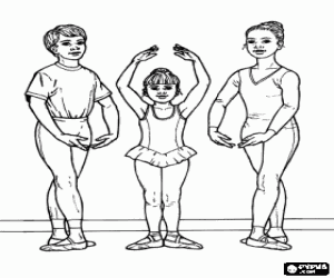 Children in ballet class coloring page