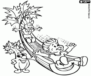 Children and vegetables coloring page