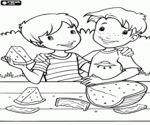 Children and watermelon,Holly Hobbie coloring page