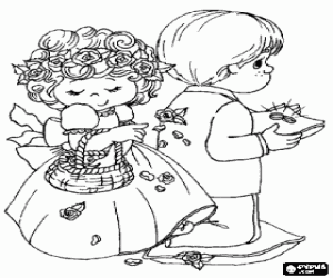 Children in the wedding ceremony coloring page