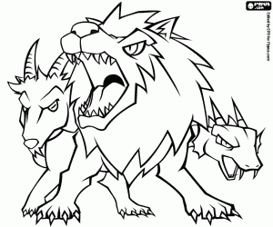 Chimera, a monstrous creature coloring page