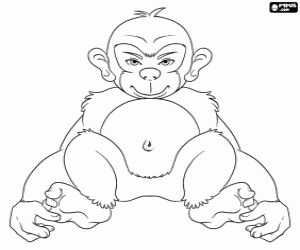 Chimpanzee sitting on the floor coloring page
