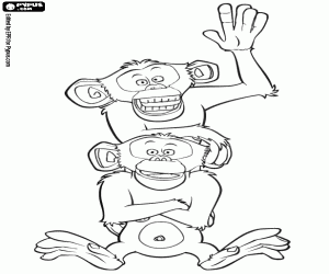 The chimpanzees of Madagascar coloring page