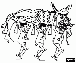 The Chinese dragon in the celebration coloring page