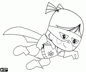 Chloe the superheroine in action coloring page