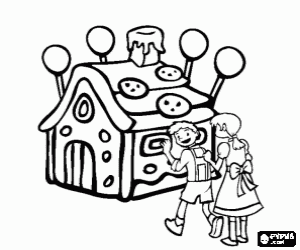 The chocolate house and children coloring page
