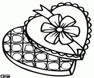 Chocolates box for Valentine's day coloring page