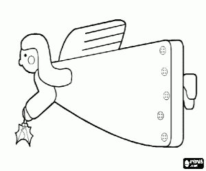 Christmas Angel with holly coloring page
