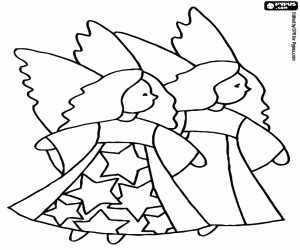 Christmas angels to the side coloring page
