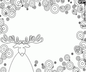 Christmas background with a reindeer coloring page