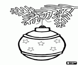 Christmas ball decorated with stars coloring page