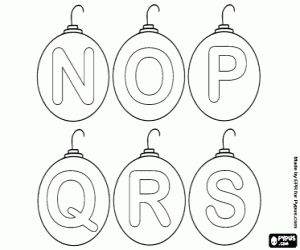 Christmas balls, letters from N to S coloring page