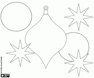 Christmas balls and stars coloring page