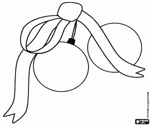 Christmas baubles with a tied ribbon coloring page
