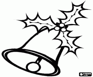 Christmas bell decorated with holly coloring page