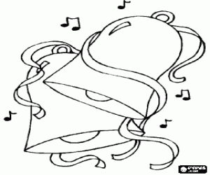 Christmas bells, decorative ribbons coloring page
