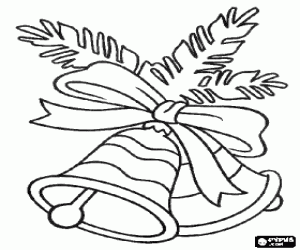 Christmas Bells with fir leaves coloring page