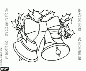 Christmas bells in French coloring page