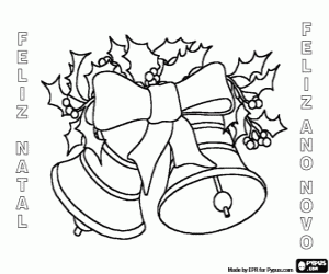 Christmas bells in Portuguese coloring page