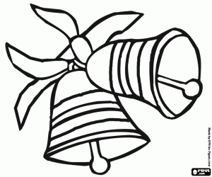 Christmas bells with a ribbon coloring page