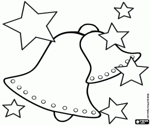 Christmas bells with stars coloring page