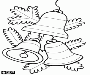 Christmas bells with leaves coloring page