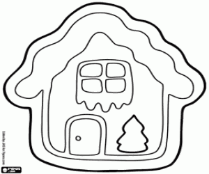 Christmas biscuit house shaped coloring page