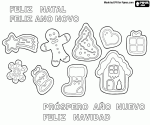 Christmas biscuits in PT and ESP coloring page