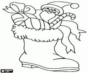 Christmas boot full of gifts coloring page