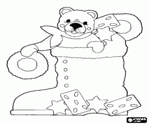 Christmas Boot with gifts and sweets coloring page