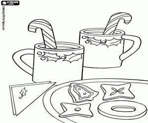 Christmas candies on the table coloring page