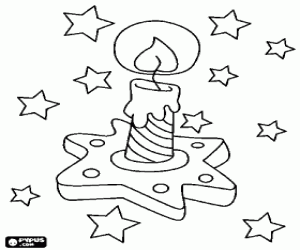 Christmas Candle among the stars coloring page
