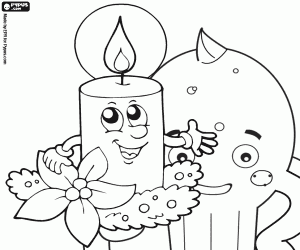 Christmas candle with Pypus coloring page