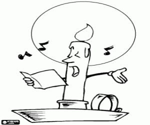 Christmas candle singing Christmas carols coloring page