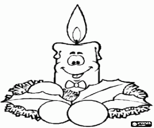 Christmas candle with a smile coloring page