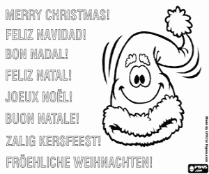 Christmas card with Santa's hat coloring page