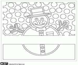 Christmas card with snowman coloring page