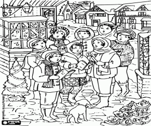 Christmas carols by children coloring page