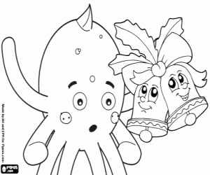 Christmas carols of Pypus with bells coloring page