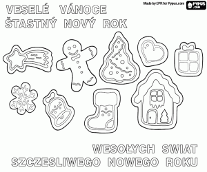 Christmas cookies in CZ and PL coloring page