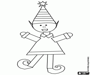Christmas elf, simple drawing coloring page