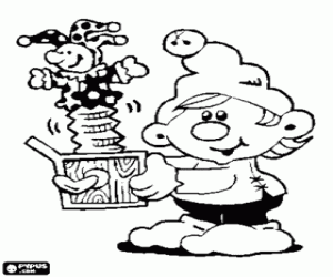 Christmas Elf and a surprise box coloring page