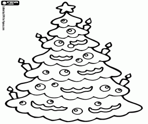 Christmas fir decorated with candles coloring page