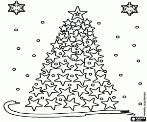 Christmas fir made of stars coloring page