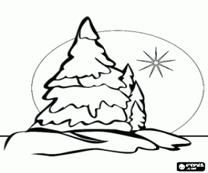 Christmas firs in the snow coloring page