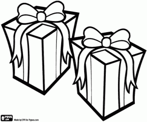 Christmas gifts with ribbons coloring page