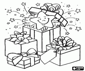 Christmas gifts with stars coloring page